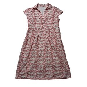 J. Jill Dress Womens Small Tall White Red Embroidered Knee Length Pockets